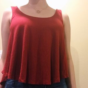AEO Soft and Sexy Red Flowy Crop Top